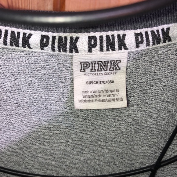 Pink Victoria’s Secret crew neck sweatshirt gray/white top size small oversized - Picture 4 of 6